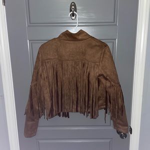 Women’s Chic Tassel Fringe Faux Suede Moto Jacket
